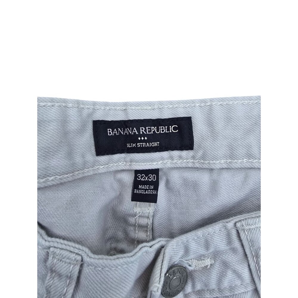 Banana Republic Slim Straight Mens Jeans 32x30 Off White Cotton Blend - Picture 3 of 6